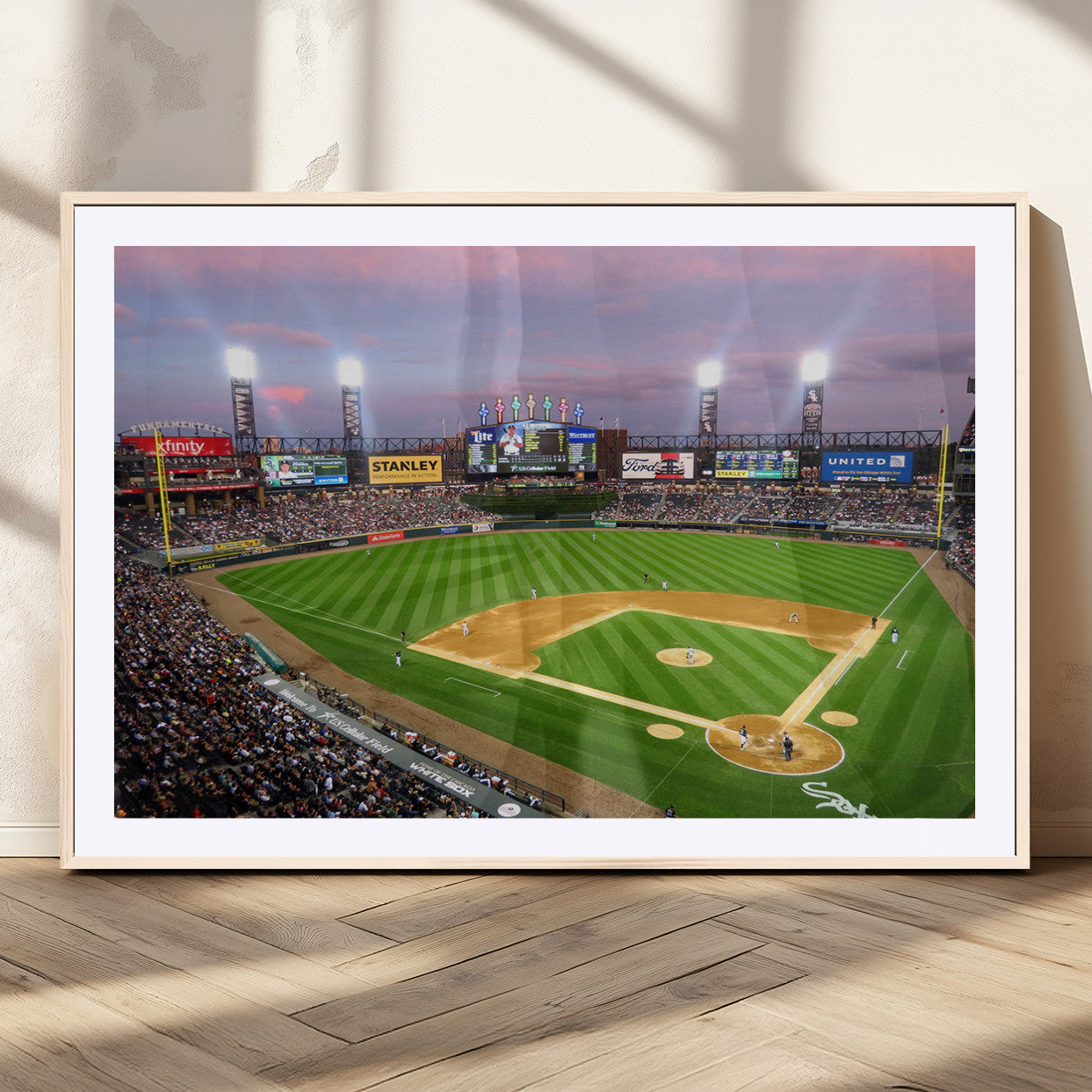 MGC-FP-36x24 - Chicago White Sox Baseball Team Print Canvas- Guaranteed Rate Field Stadium Wall Art Canvas Print
