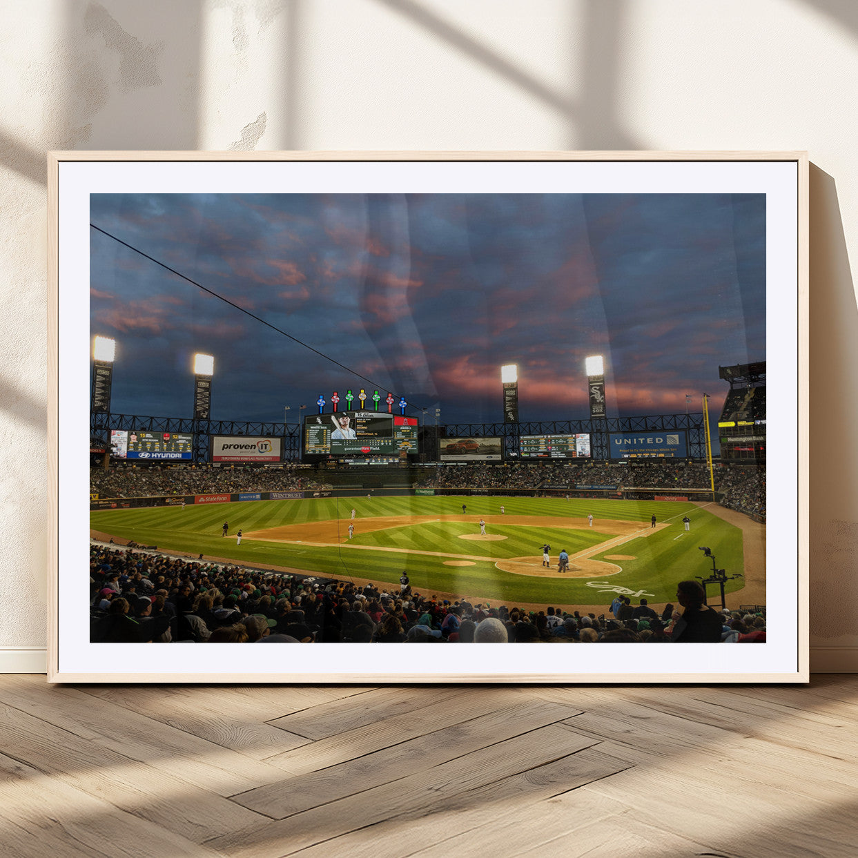 MGC-FP-36x24 - Chicago White Sox Baseball Team Print Canvas- Guaranteed Rate Field Stadium Wall Art Canvas Print