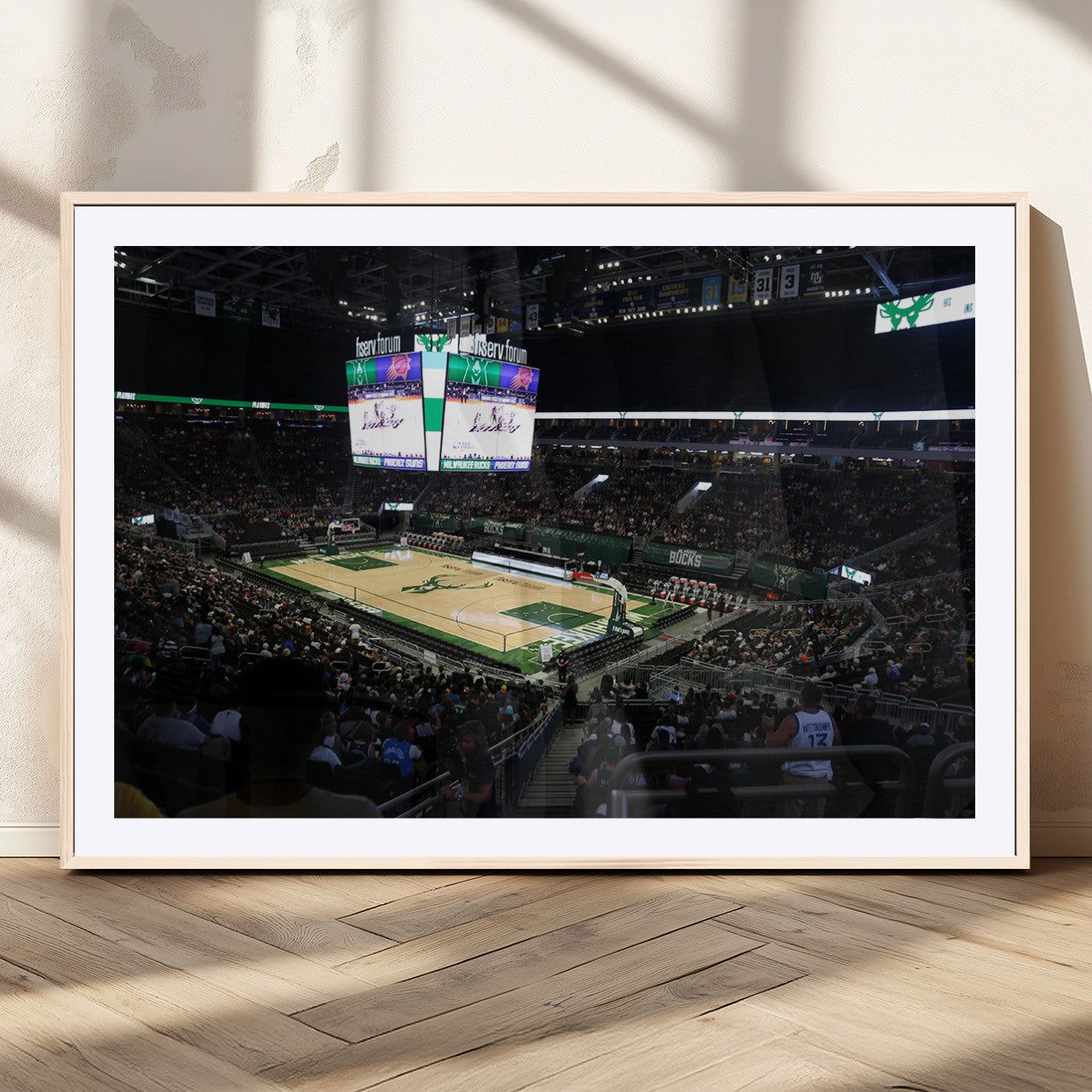 MGC-FP-36x24 - Milwaukee Bucks Basketball Print - Fiserv Forum Stadium Wall Art Canvas Print