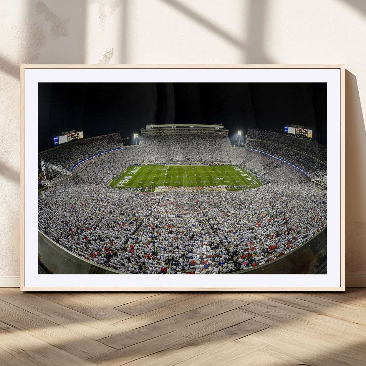 MGC-FP-36x24 - Beaver Stadium Night Game Triple Canvas Wall Art - Penn State Nittany Lions Football Match