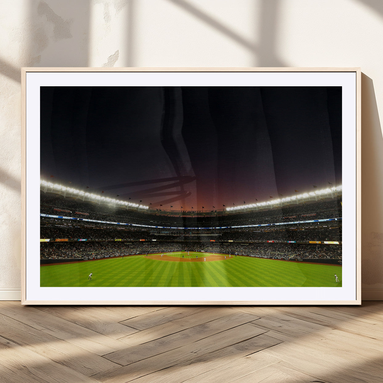 MGC-FP-36x24 - Yankee Stadium Night Game Triple Canvas, Yankee Stadium Canvas Wall Art - New York Yankees MLB Match