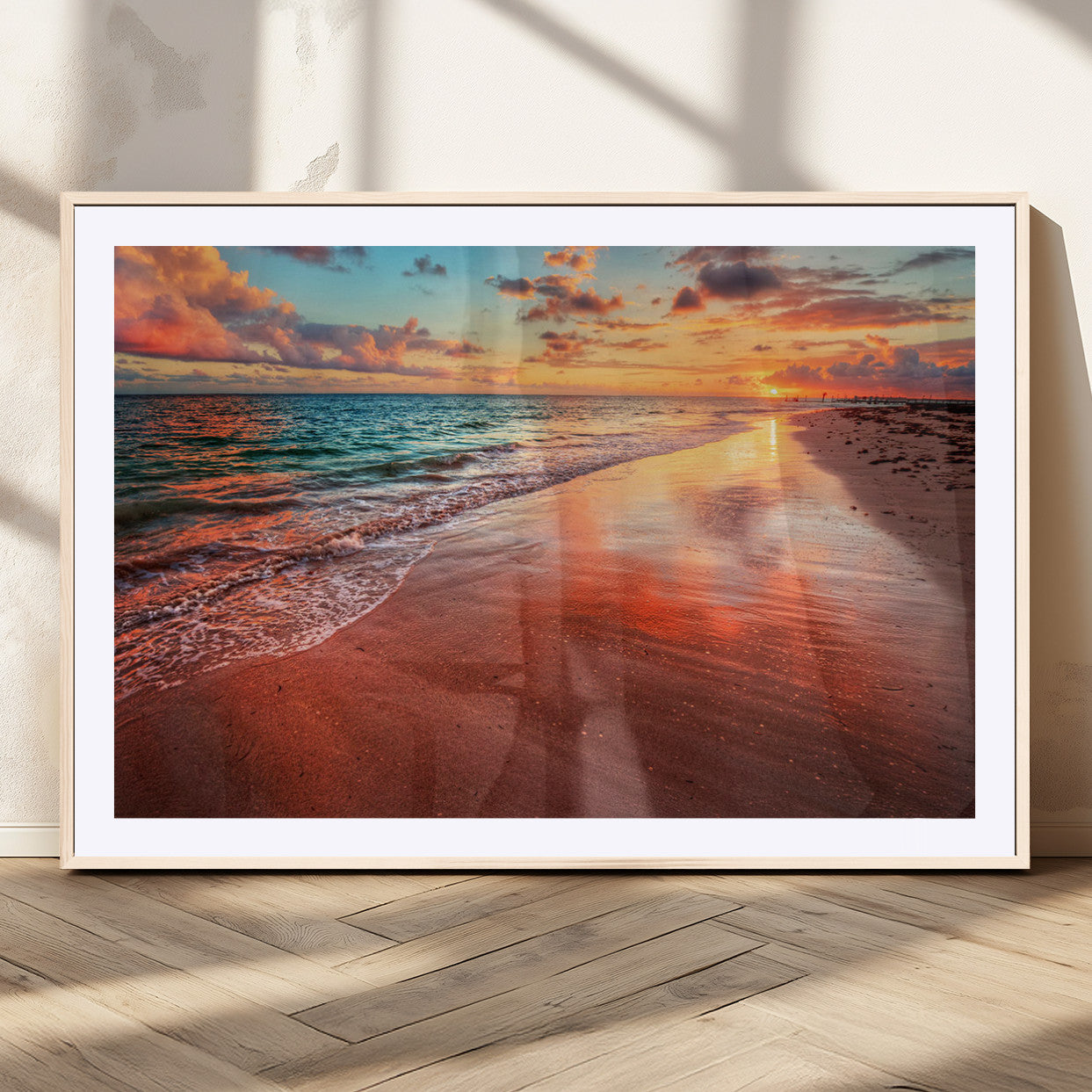 MGC-FP-36x24 - Sunset Beach Wall Art | Ocean Canvas Print | Coastal Wall Art | Tranquil Sunset Canvas Print