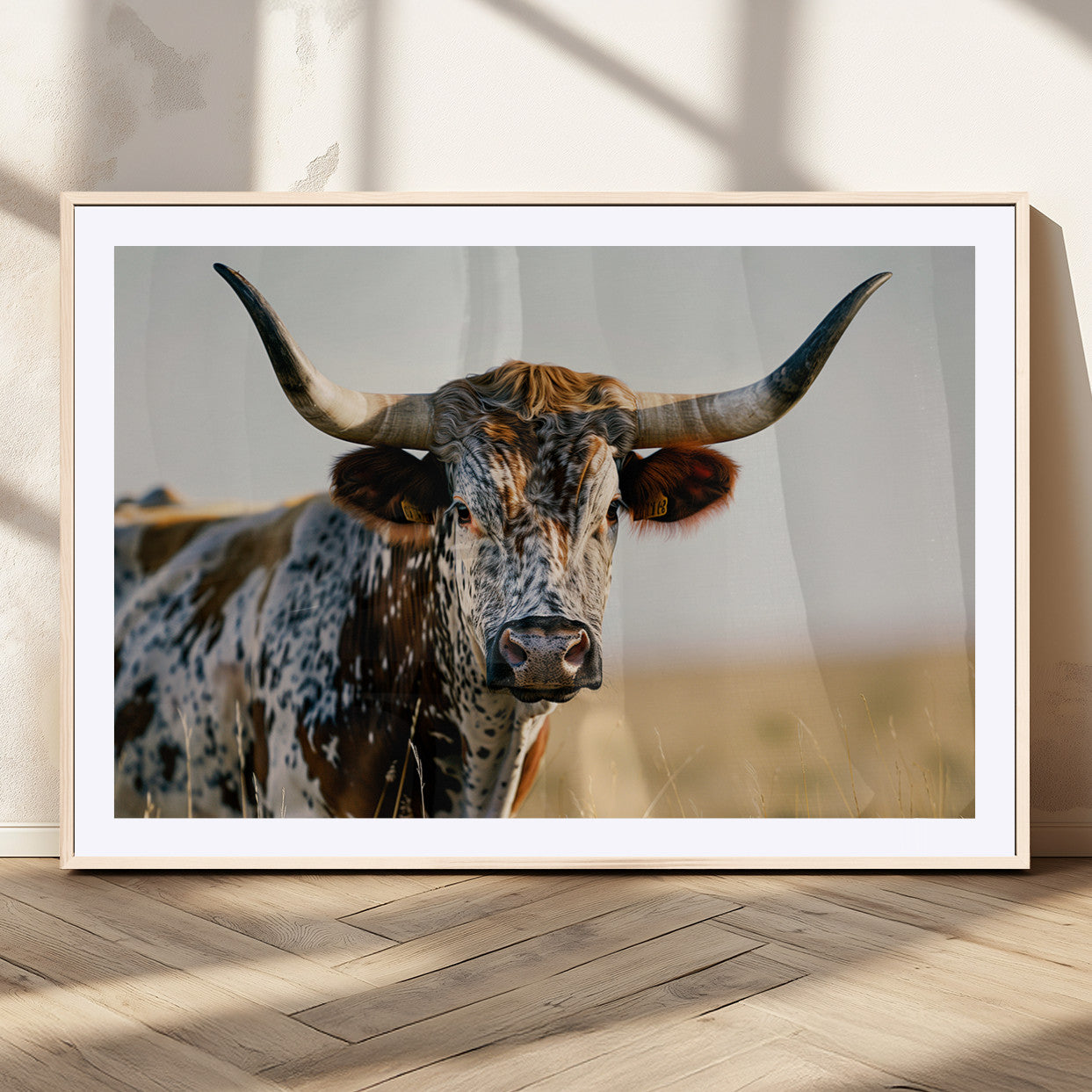 MGC-FP-36x24 - Texas Bull Longhorn Wall Art Canvas Print for Farm House Wall Decor, Farmhouse Wall Art Print