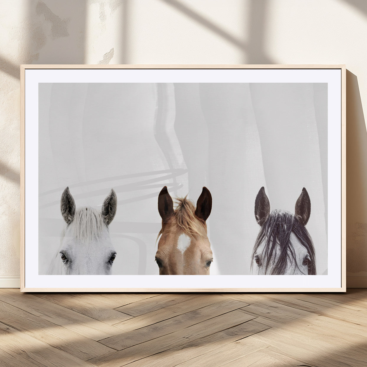 MGC-FP-36x24 - Horse Prints Set, Set of 3 Horse Wall Art, Horses Portraits, Farmhouse Wall Art, Farm Animals