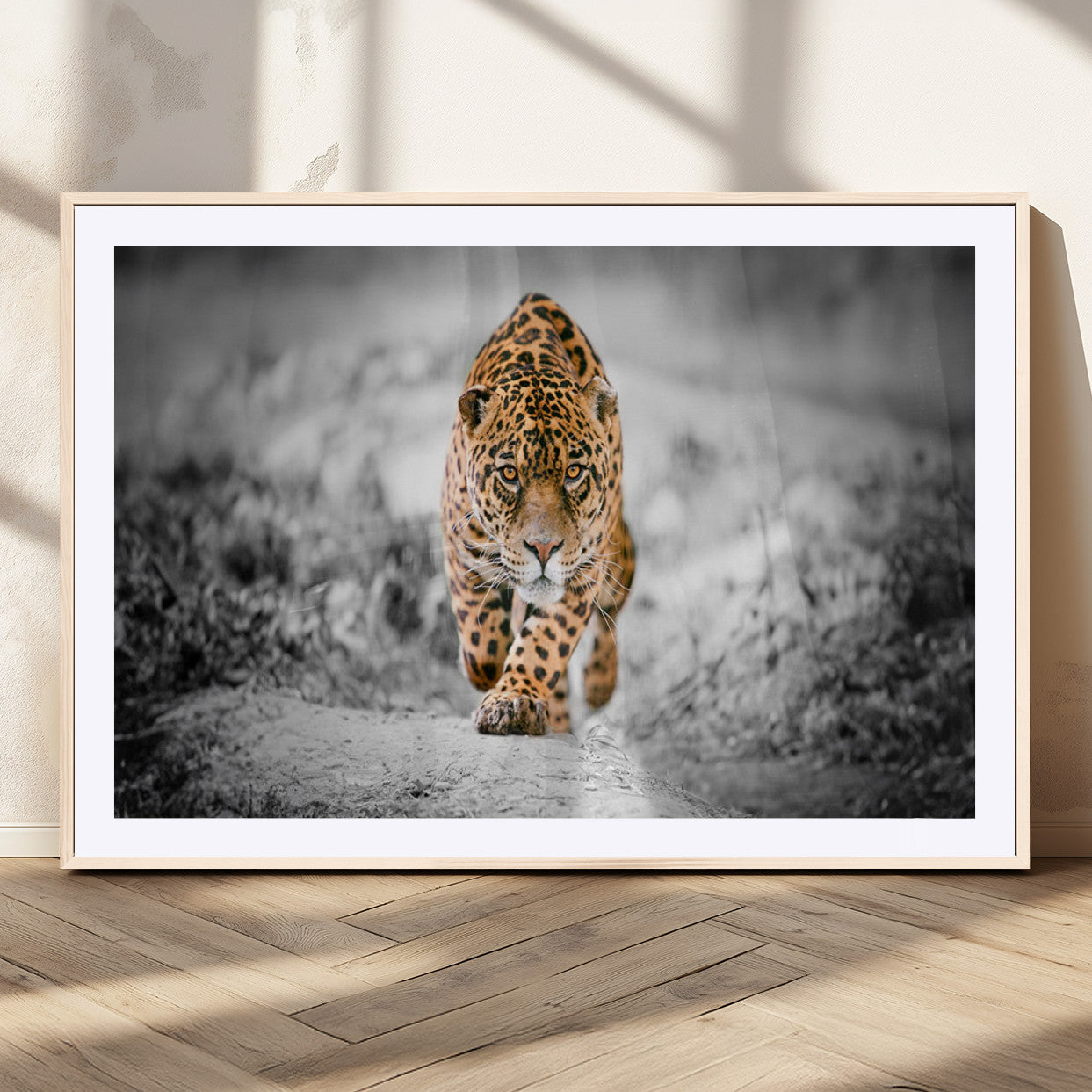 MGC-FP-36x24 - Jaguar Wall Art Canvas Print - Majestic Big Cat in Focused Pursuit - Ready to Hang