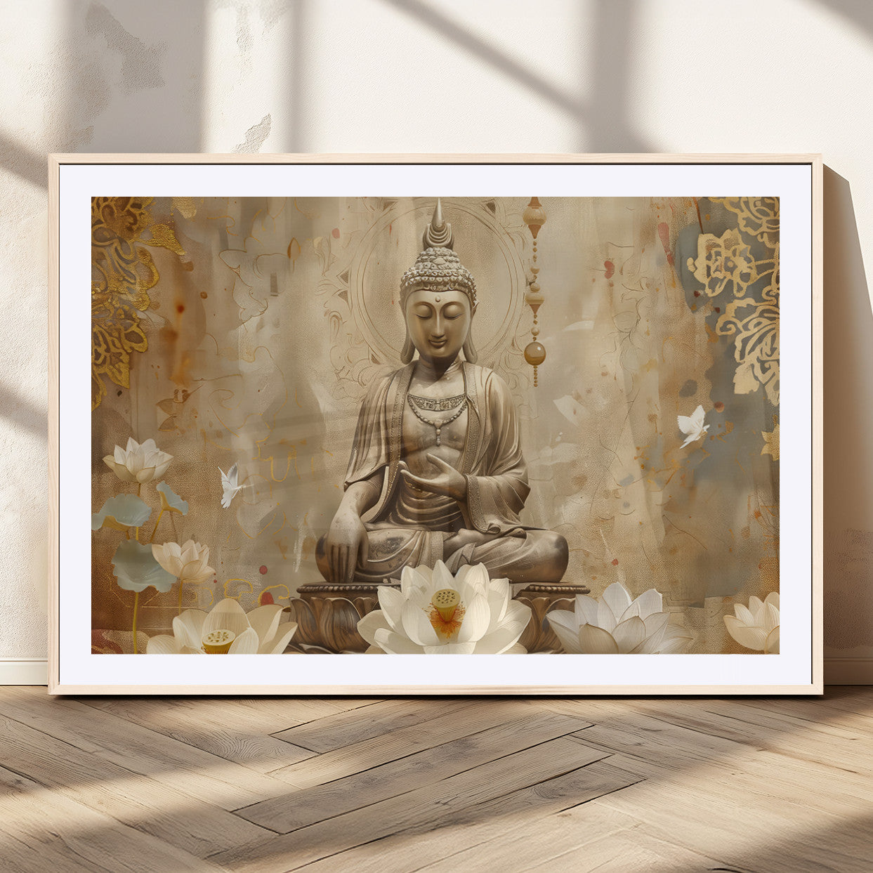 MGC-FP-36x24 - Buddha Wall Art Canvas Print, Buddha Meditation Room Decor, Yoga Room Wall Decor