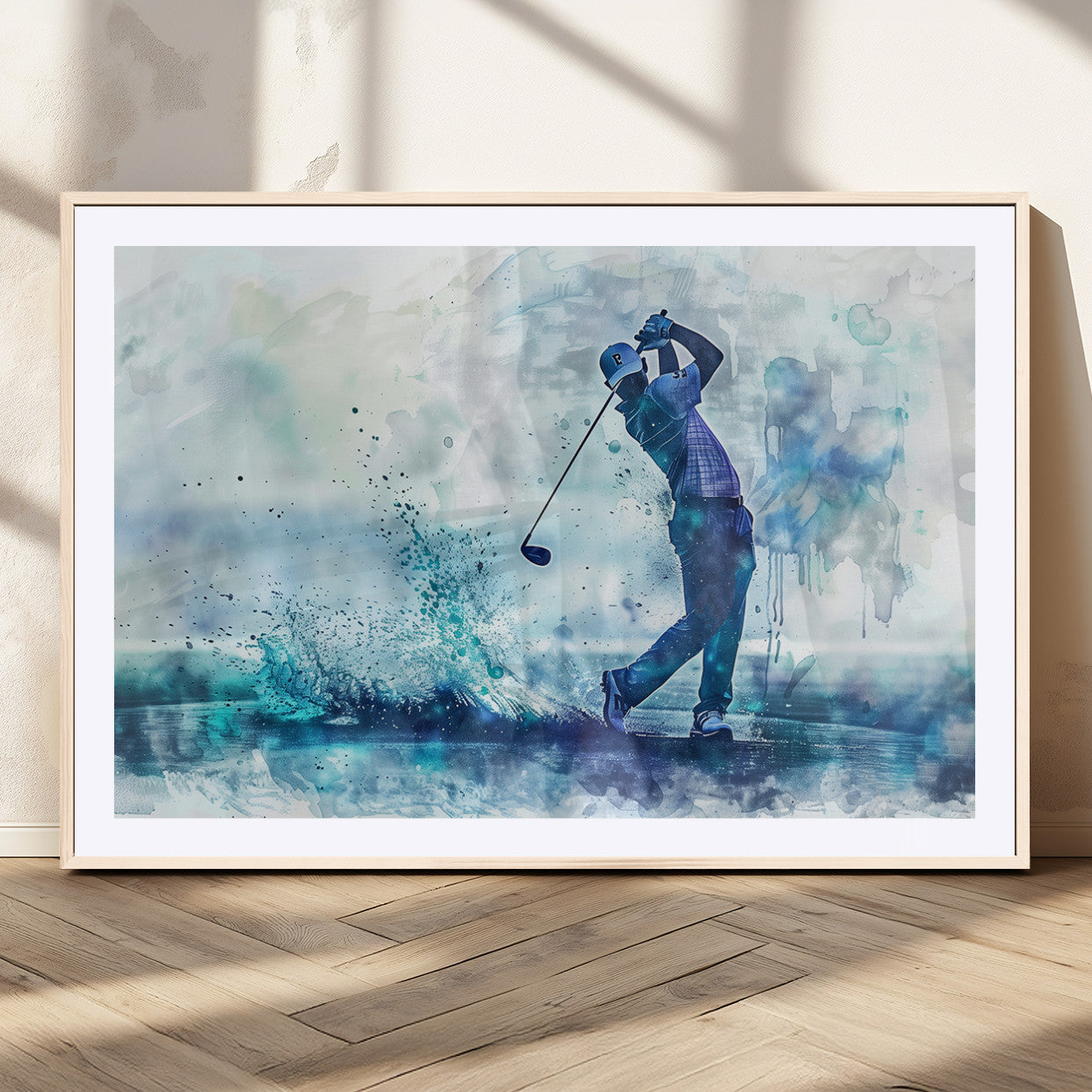 MGC-FP-36x24 - Golf Swing Wall Art Canvas Print - Sports-Inspired Watercolor Decor - Ready to Hang