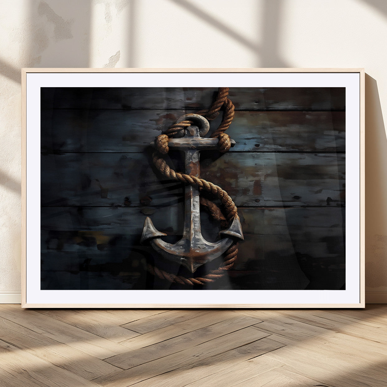 MGC-FP-36x24 - 3 Panel Grunge Abstract Anchor Wall Art Canvas Print Set