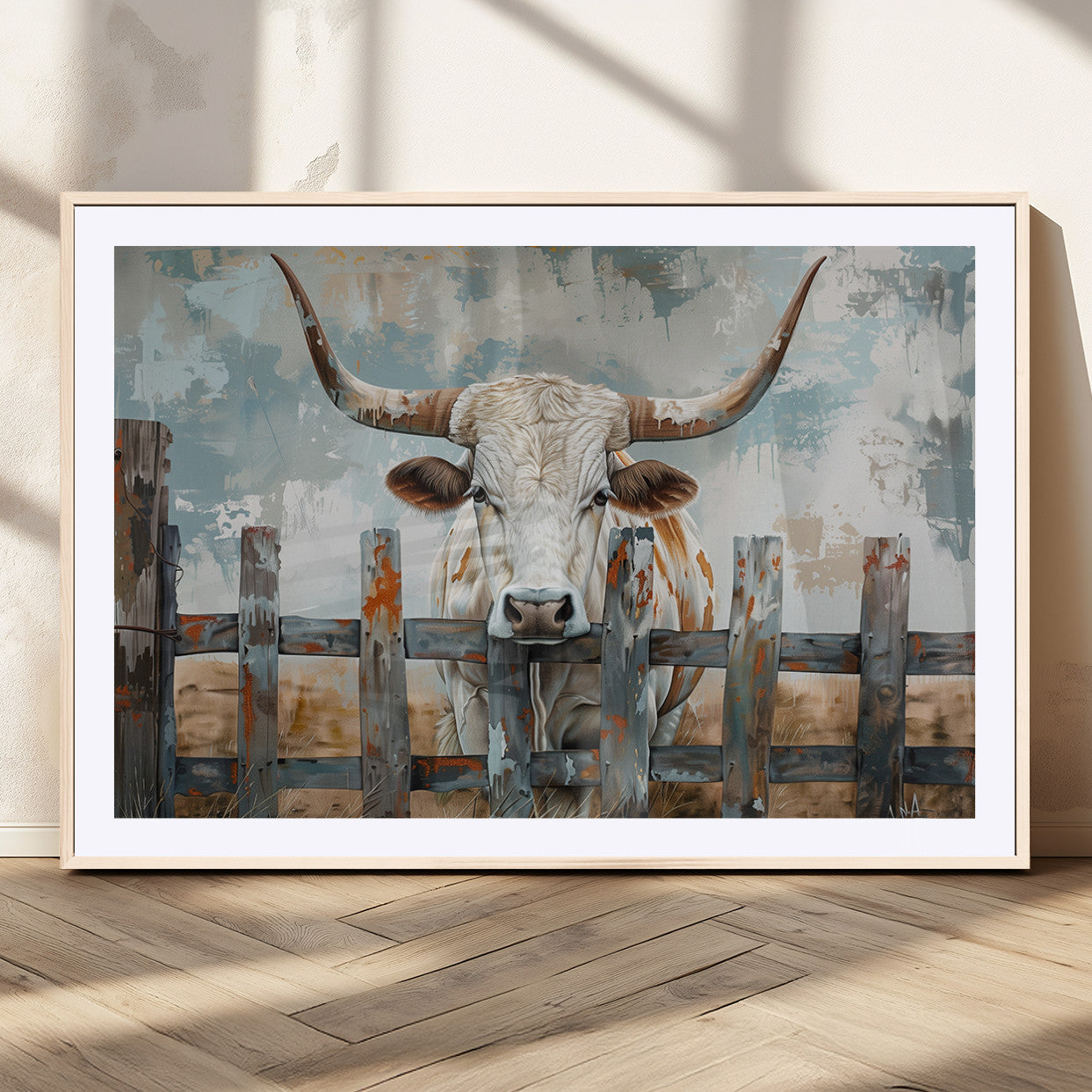 MGC-FP-36x24 - Vintage Cow Wall Art Canvas Print for Farmhouse Wall Decor Theme, Cattle Wall Art Print