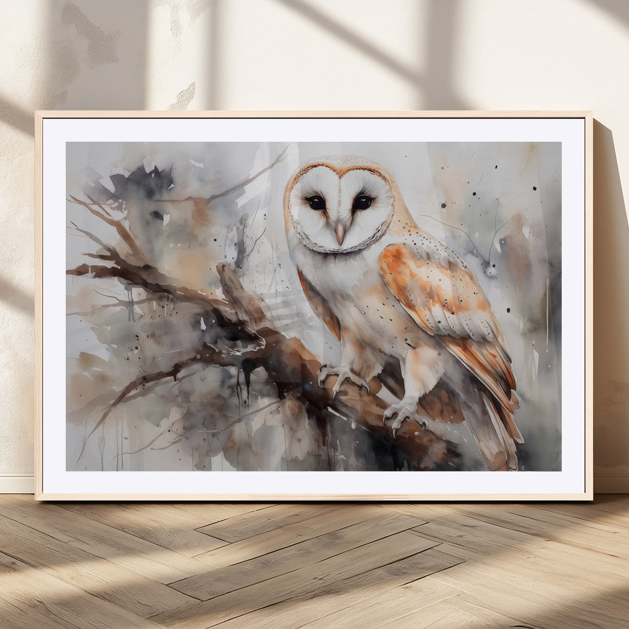 MGC-FP-36x24 - Barn Owl Wall Art | Watercolor Barn Owl Canvas Print | Perfect for Farmhouse Wall Decor | Ready to