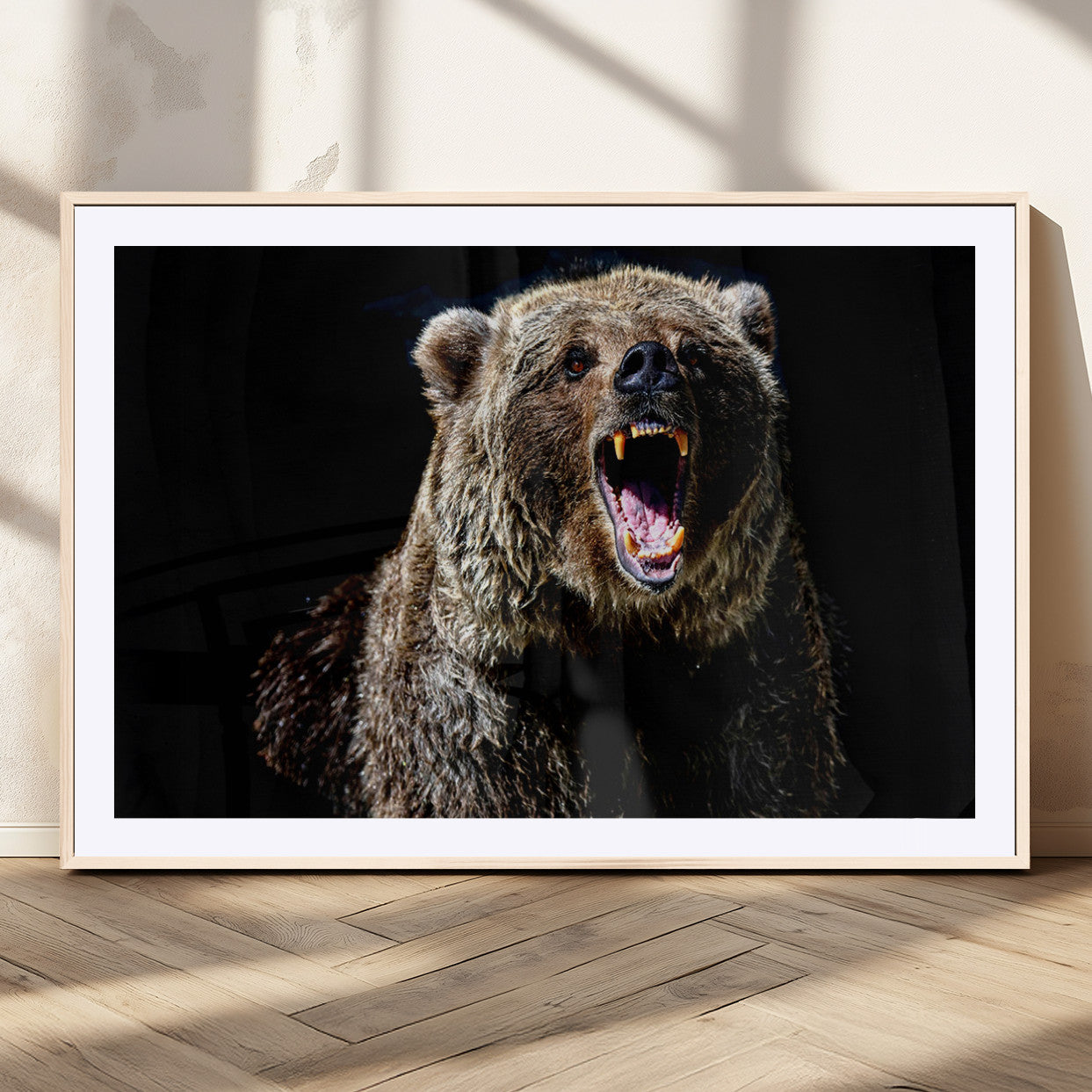 MGC-FP-36x24 - Grizzly Bear Canvas Print | Wildlife Wall Art for Cabin Decor | Ready to Hang Framed