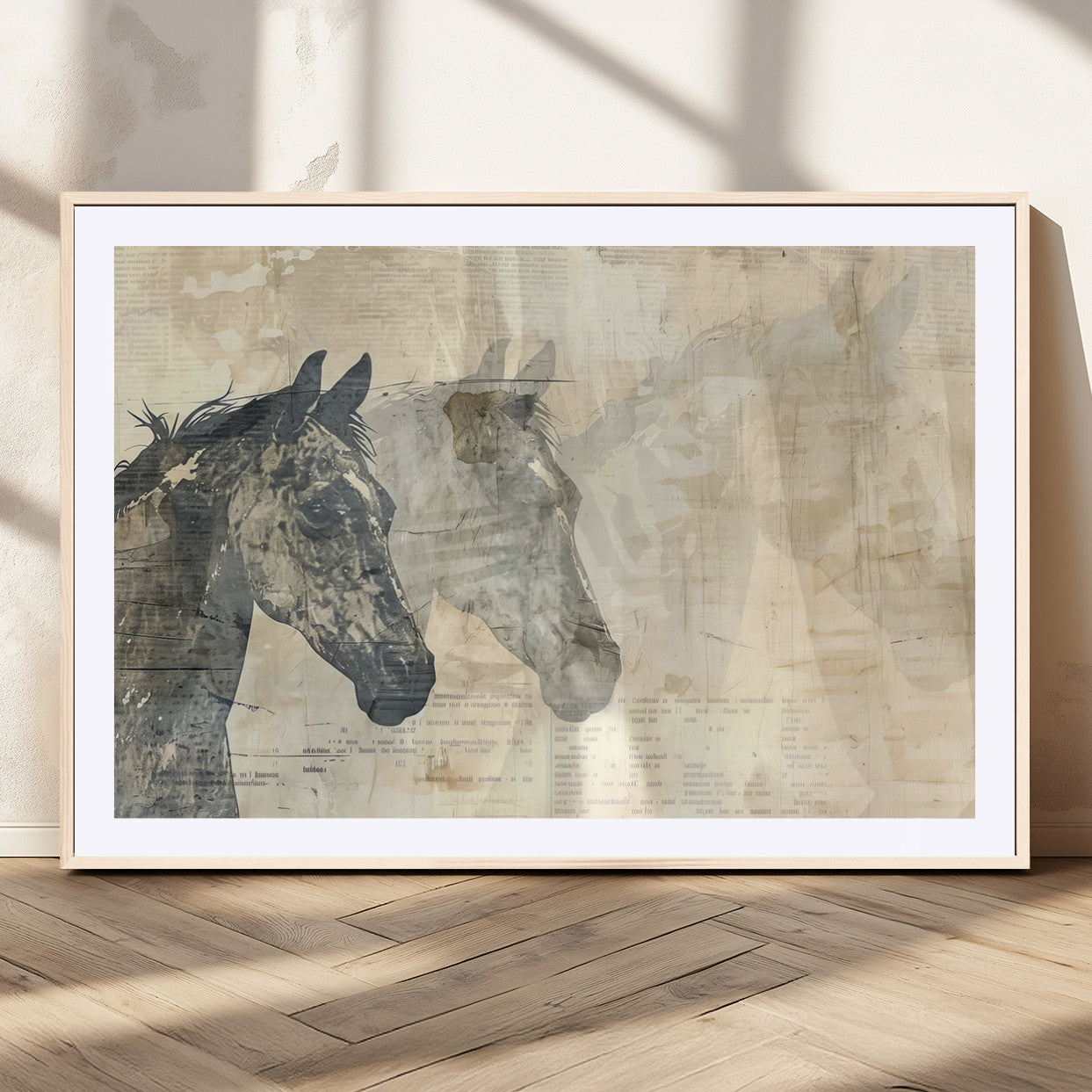 MGC-FP-36x24 - Abstract Horse Canvas Print | Modern Farmhouse Wall Art | Ready to Hang Framed