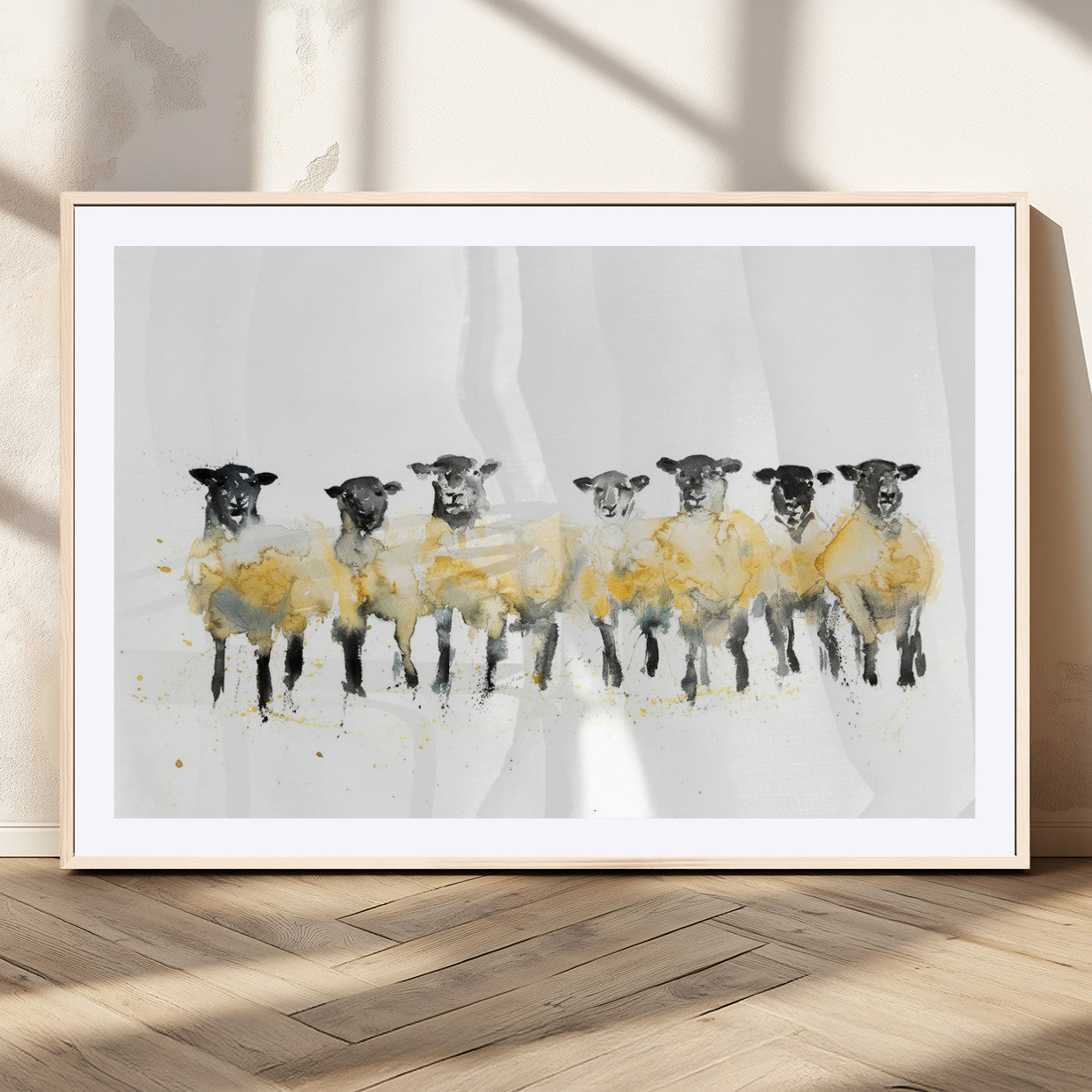 MGC-FP-36x24 - Farmhouse Wall Art Sheep Print | Ready to Hang Framed Canvas | Rustic Barn Decor