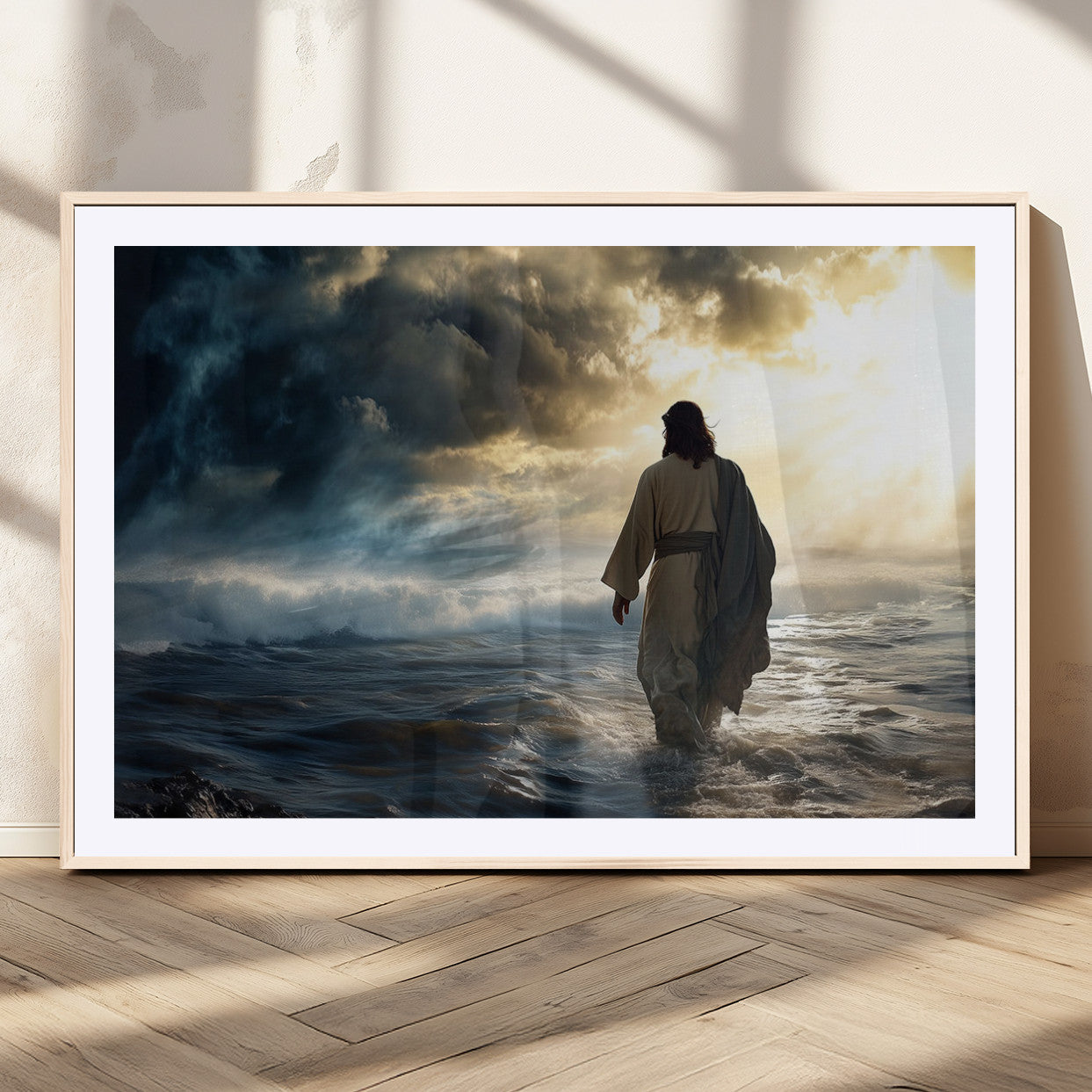 MGC-FP-36x24 - Jesus Walking on Water Wall Art | Canvas Print | Ready to Hang | Christian Home Decor | Spiritual