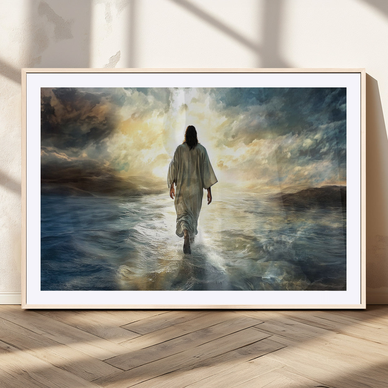 MGC-FP-36x24 - Jesus Walking on Water Wall Art | Canvas Print | Ready to Hang | Christian Home Decor | Spiritual