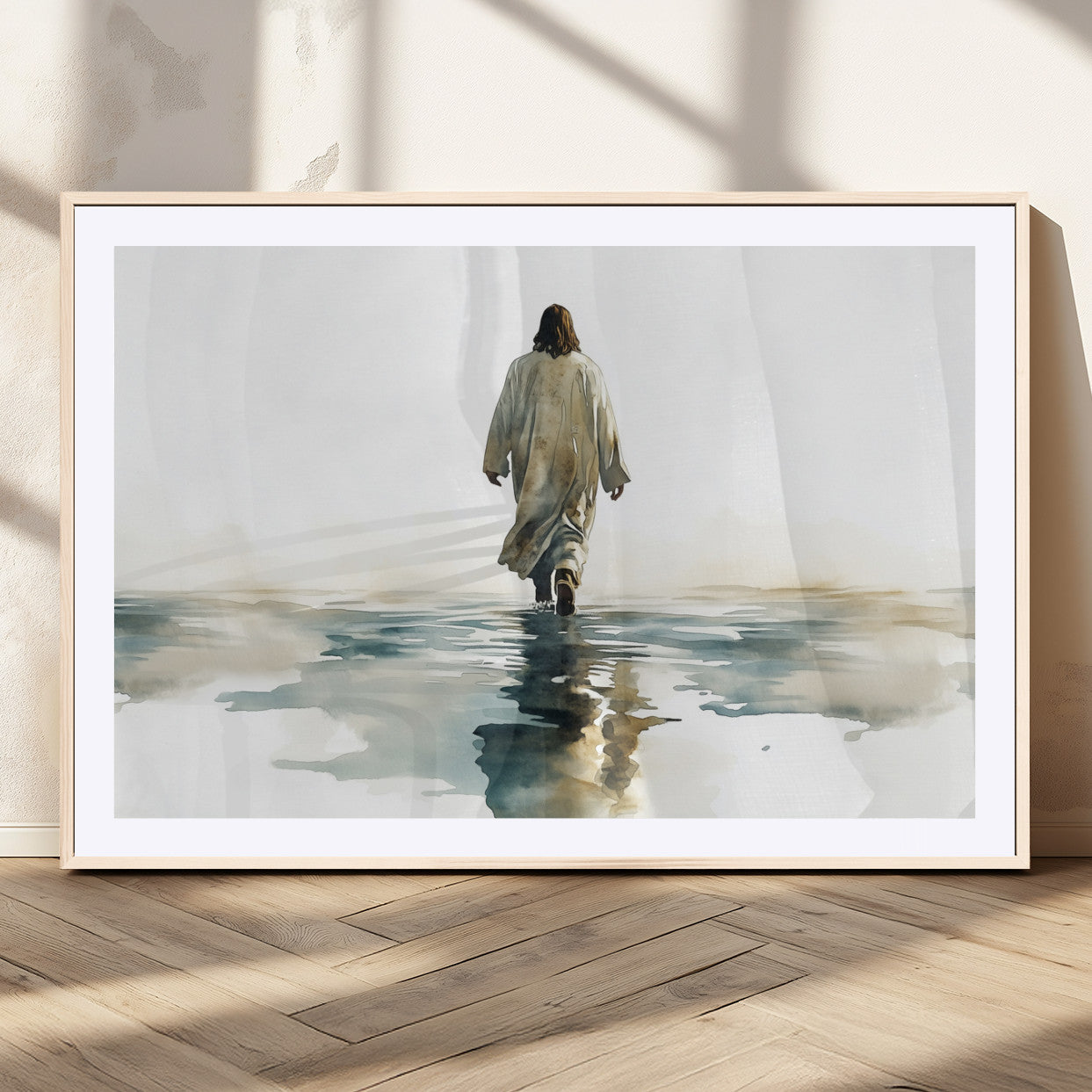 MGC-FP-36x24 - Abstract Jesus Wall Art Canvas Print, Christian Wall Art, Jesus Christ Walking