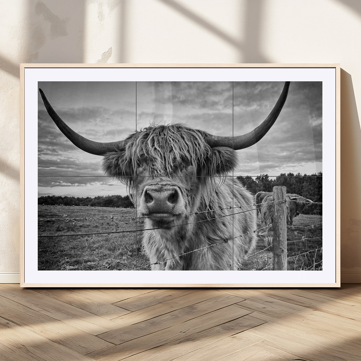 MGC-FP-36x24 - Scottish Highland Cow Wall Art Canvas Print | Ready to Hang and Framed | Rustic Farmhouse Decor