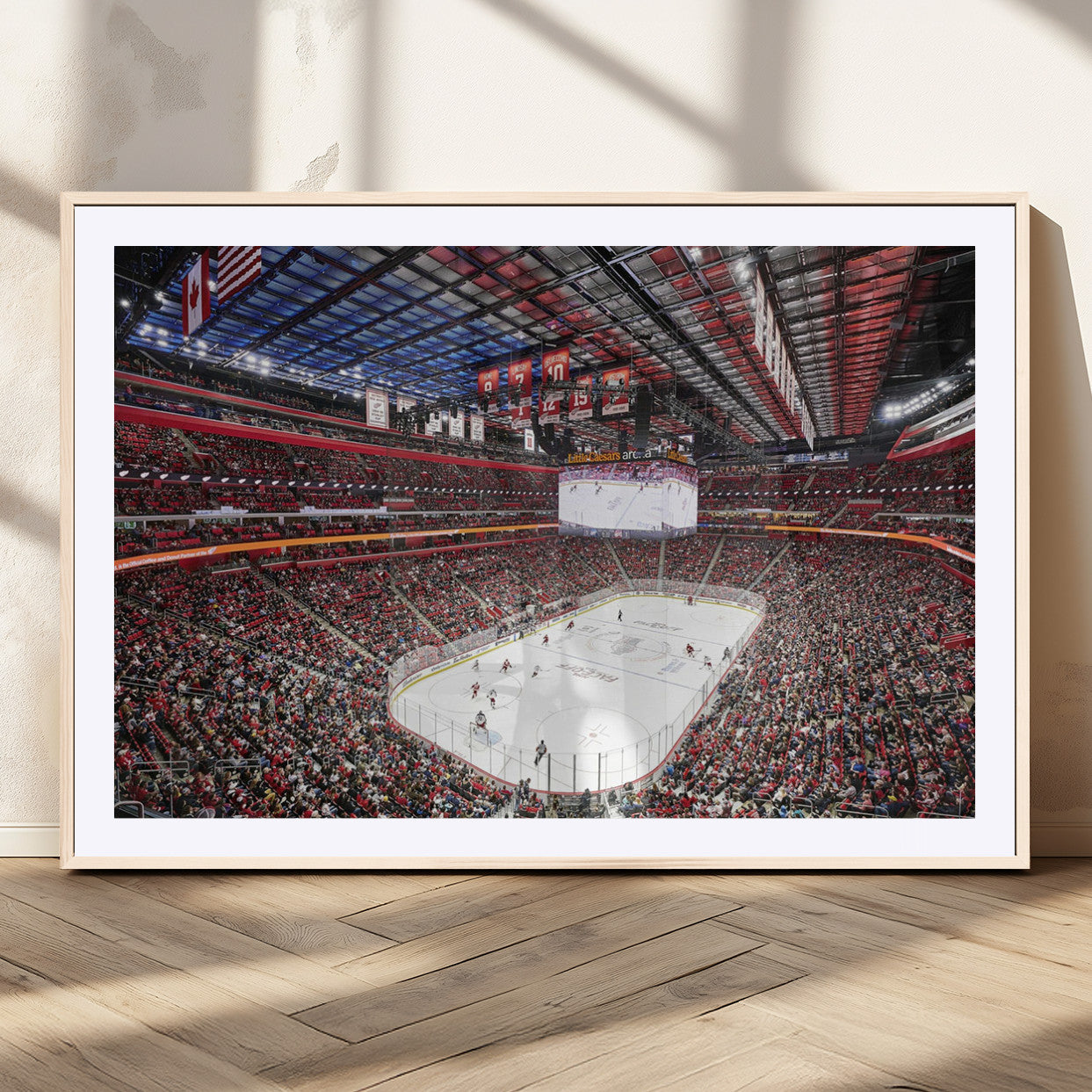 MGC-FP-36x24 - Barton Malow Little Caesars Arena Detroit Wall Art Canvas Print - Detroit Hockey and Basketball