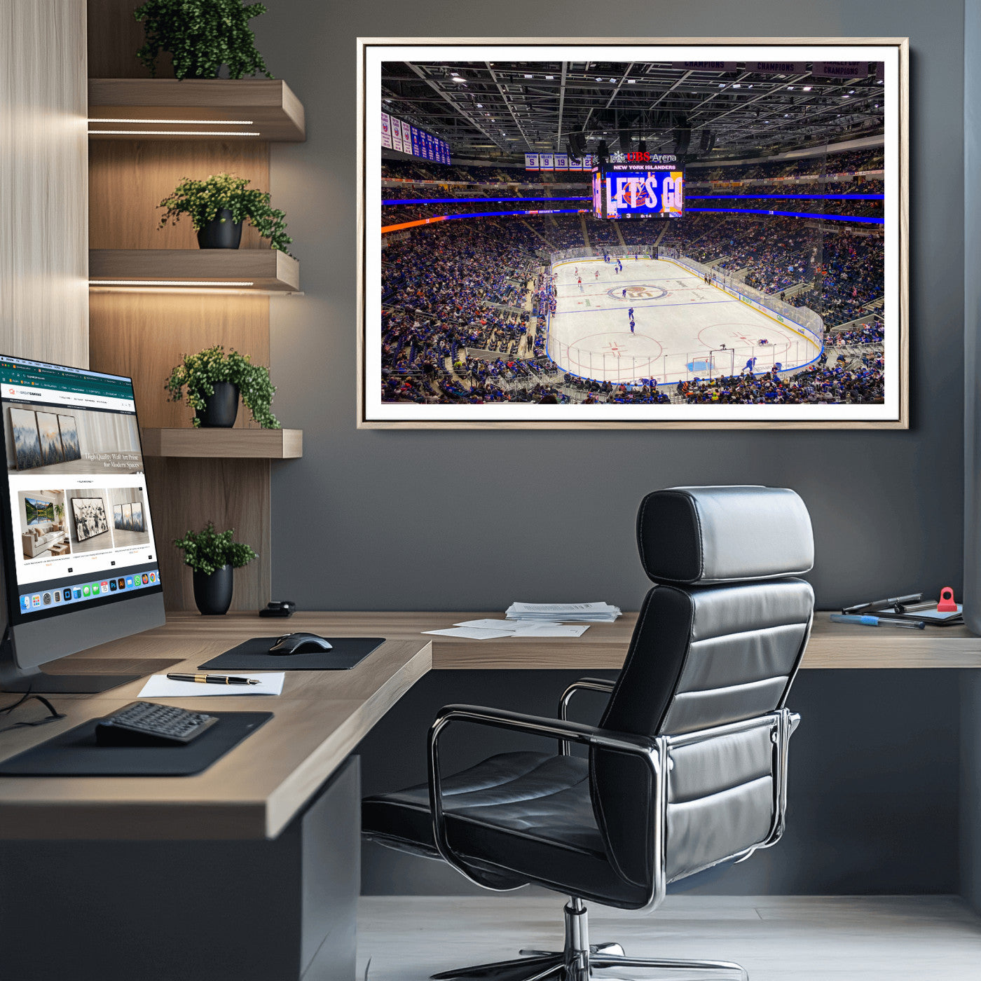 78692-MGC-FP-36x24_Natural-UBS Arena Elmont New York Islanders Ice Hockey Wall Art, UBS Arena Elmont Wall Art Canvas Print