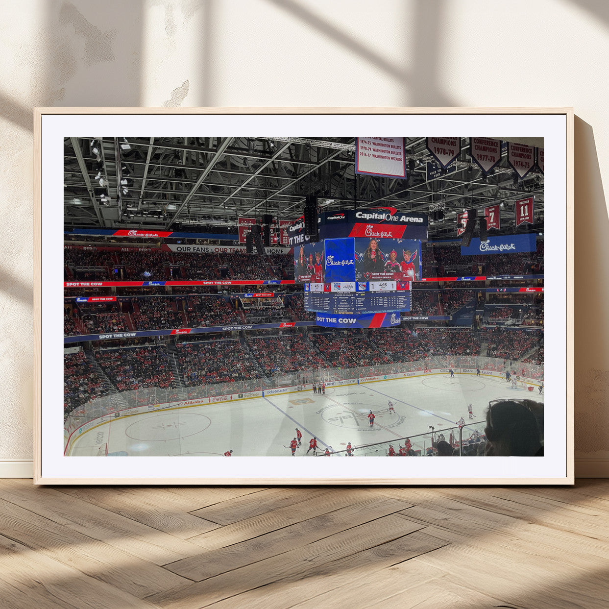 MGC-FP-36x24 - Washington Capitols New York Rangers Ice Hockey Game Stadium Wall Art Canvas Print