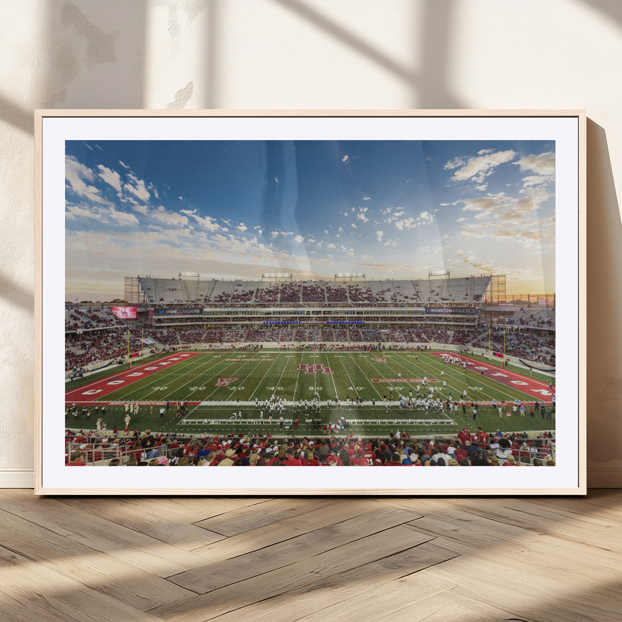 MGC-FP-36x24 - Framed Houston Cougars Football Team Print - Houston TDECU Stadium Wall Art Canvas Print