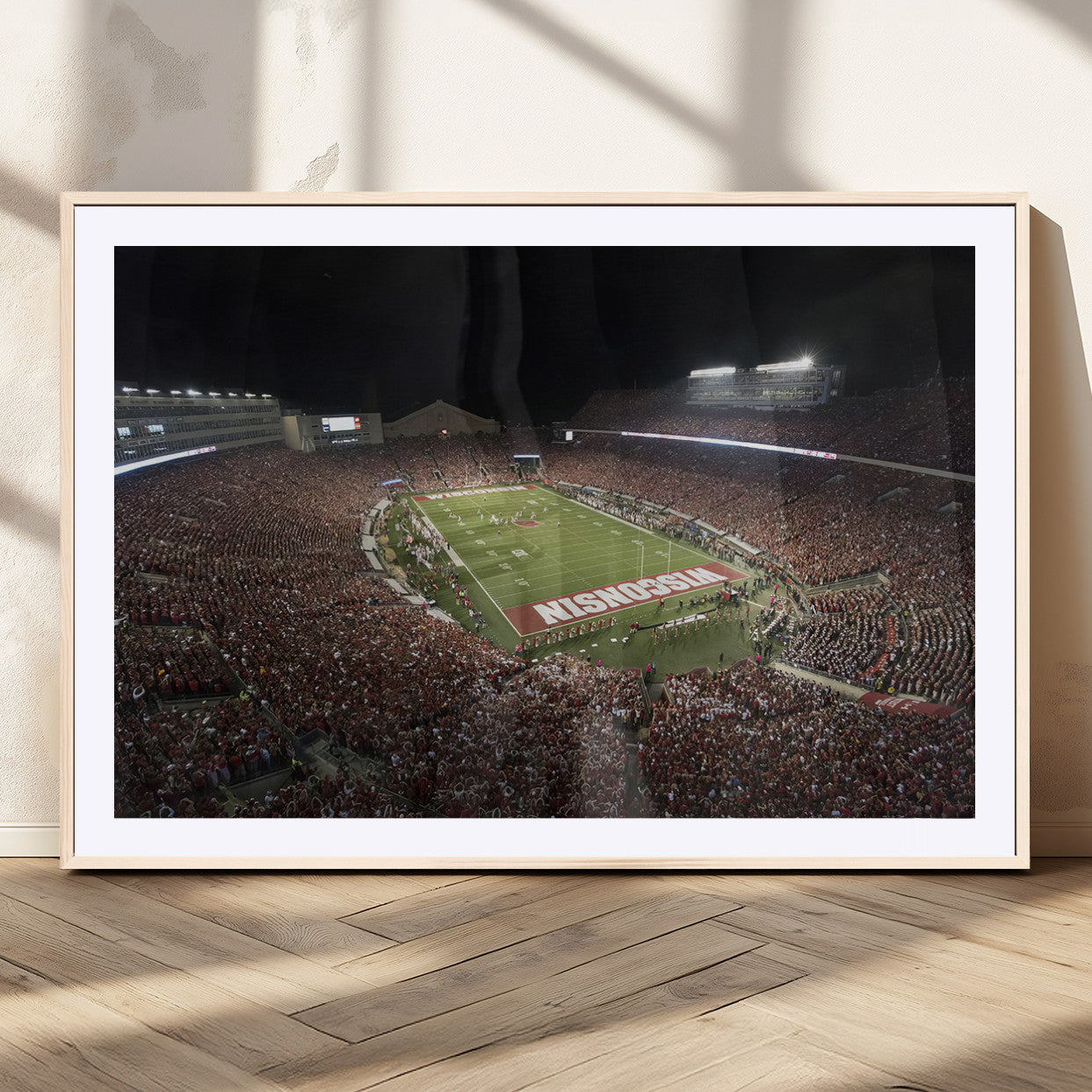 MGC-FP-36x24 - Wisconsin Badgers Football Team Print - Madison Camp Randall Stadium Wall Art Canvas Print