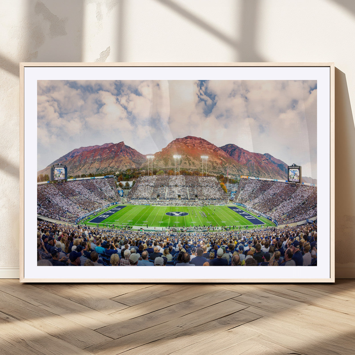 MGC-FP-36x24 - Brigham Young University Cougars Football Team Print - Provo LaVell Edwards Stadium Wall Art Canvas