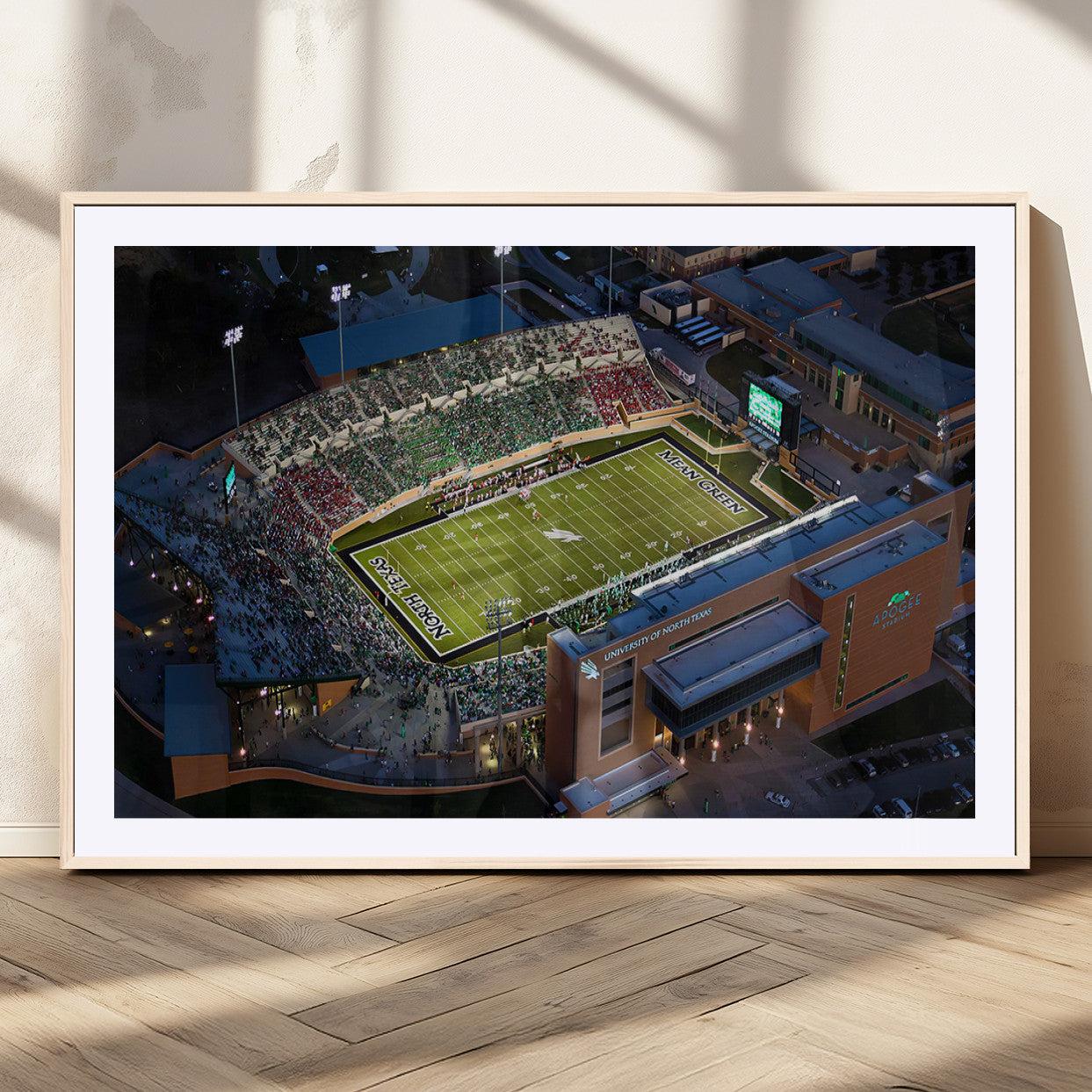 MGC-FP-36x24 - University of North Texas Mean Green Football Artwork, Football Team Print - Denton DATCU Stadium