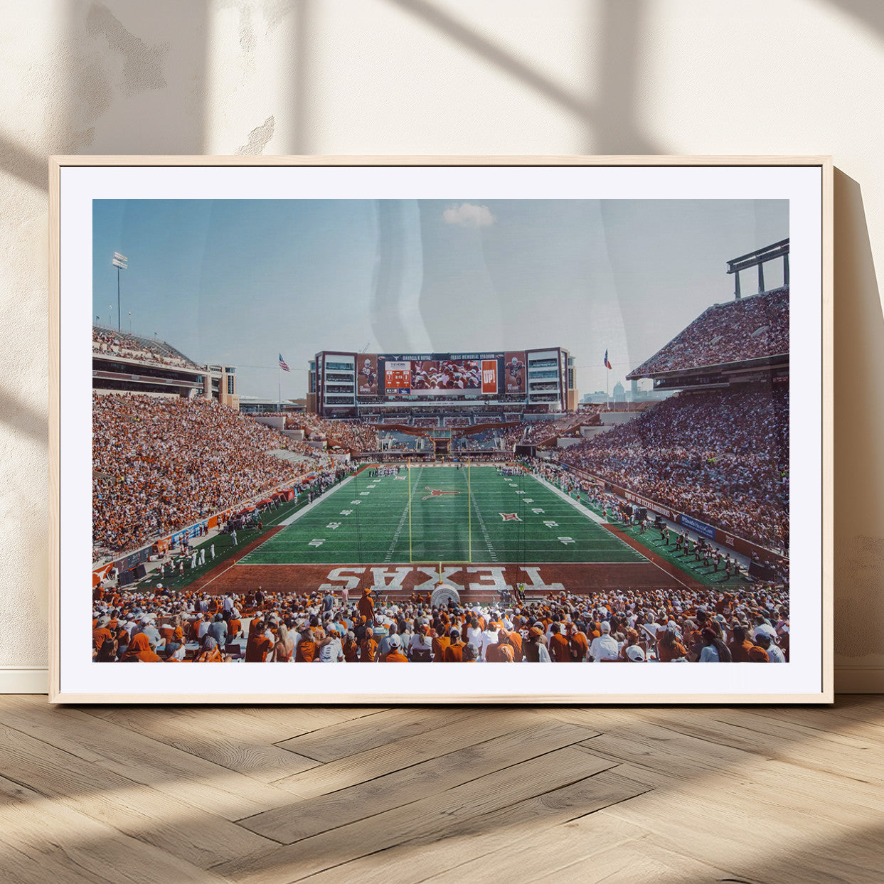 MGC-FP-36x24 - Framed Texas Memorial Stadium Canvas, University of Texas Longhorns Football Team Print - Austin