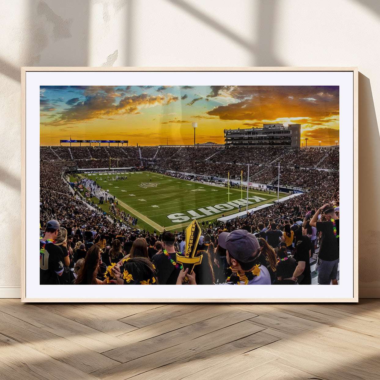 MGC-FP-36x24 - UCF Knights Football Team Print - Orlando FBC Mortgage Stadium, UCF Knights Wall Art Canvas Print