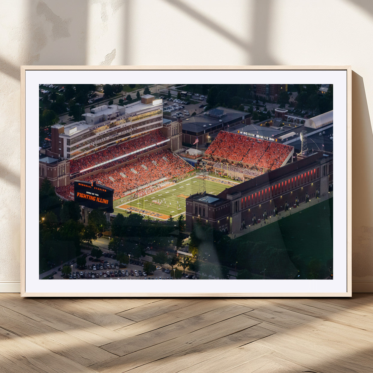 MGC-FP-36x24 - University of Illinois Fighting Illini Football Team Print - Champaign Illinois Memorial Stadium