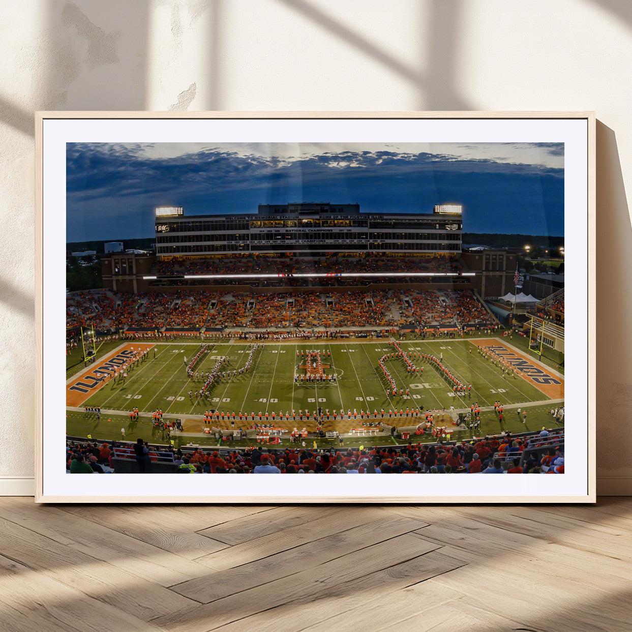 MGC-FP-36x24 - University of Illinois Fighting Illini Football Team Print - Champaign Illinois Memorial Stadium