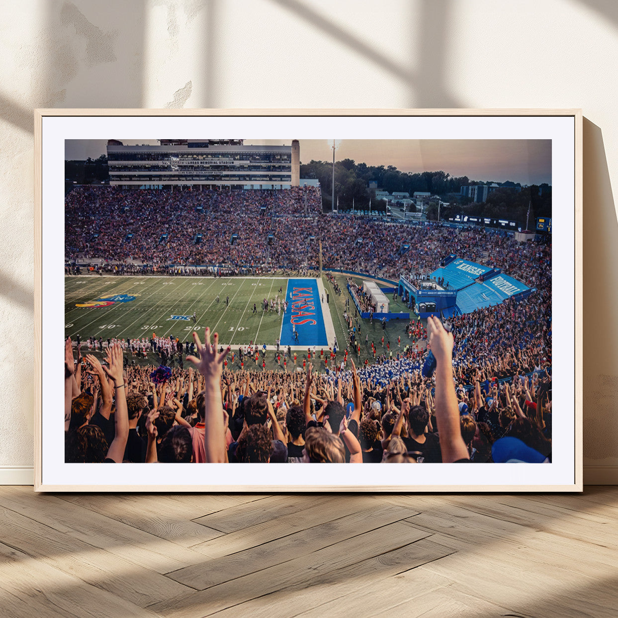 MGC-FP-36x24 - University of Kansas Jayhawks Football Team Art Print - Lawrence Kansas Memorial Stadium Wall Art