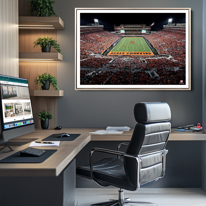 Oklahoma State Cowboys Canvas Print, Football Team Print - Stillwater Boone Pickens Stadium Wall Art Canvas Print