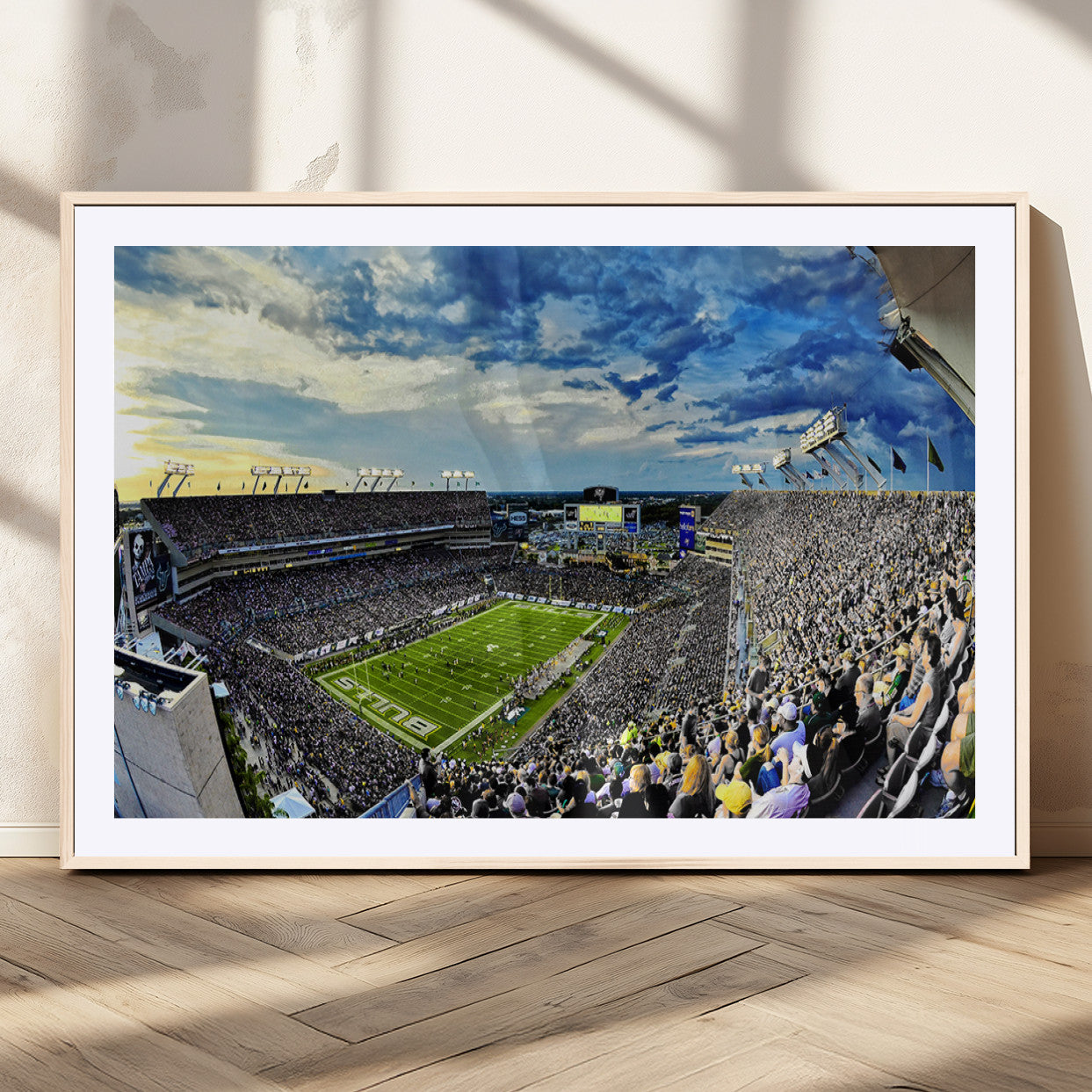 MGC-FP-36x24 - Framed USF Bulls Football Team Print - Tampa Raymond James Stadium Wall Art Canvas Print
