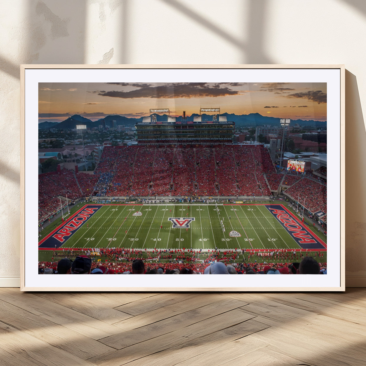MGC-FP-36x24 - Framed Arizona Wildcats Football Team Print - Tucson Arizona Stadium Wall Art Canvas Print