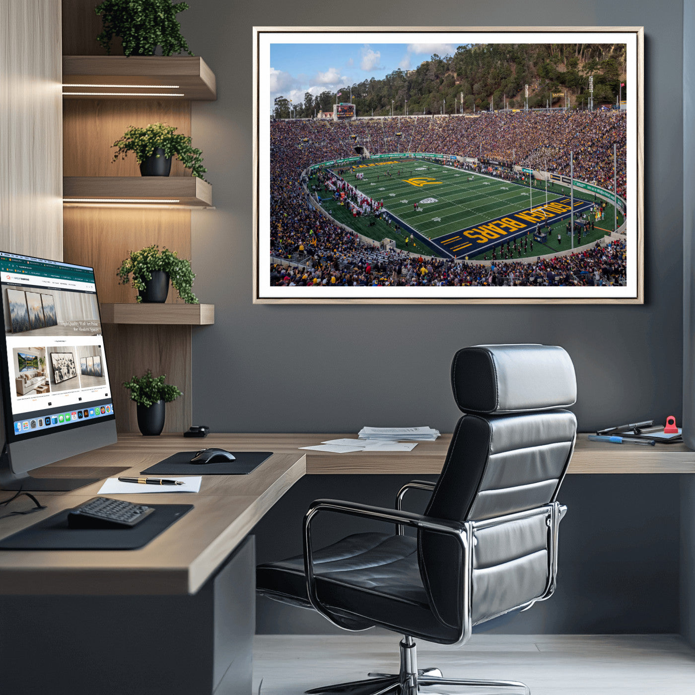 38054-MGC-FP-36x24_Natural-University of California Golden Bears Football Team Print - Berkeley California Memorial Stadium Art Canvas Print