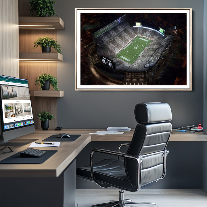Michigan State Spartans Football Team Print - East Lansing Spartan Stadium Print Wall Art