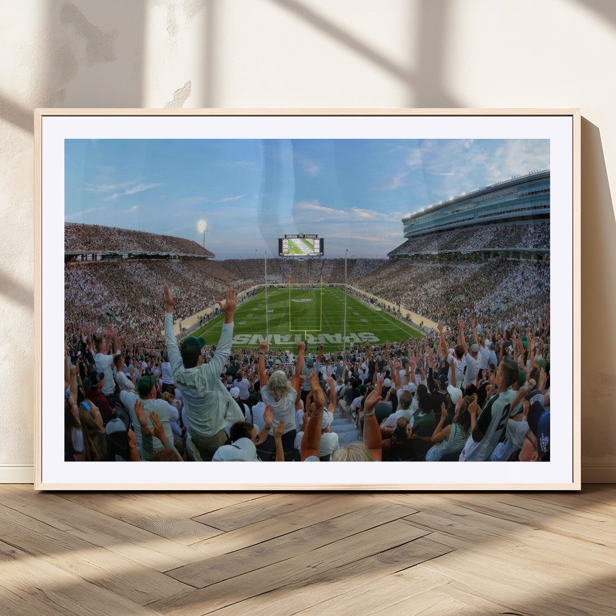 MGC-FP-36x24 - Michigan State Spartans Football Team Print - East Lansing Spartan Stadium Wall Art Canvas Print