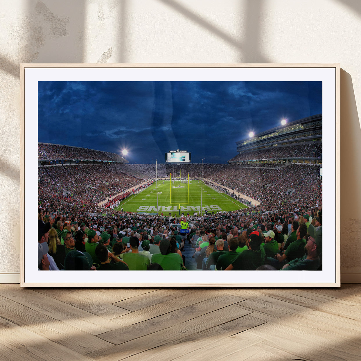 MGC-FP-36x24 - Michigan State Spartans Football Team Print - East Lansing Spartan Stadium Wall Art Canvas Print