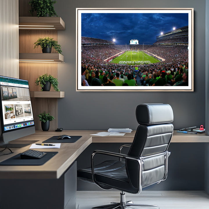 Michigan State Spartans Football Team Print - East Lansing Spartan Stadium Wall Art Canvas Print