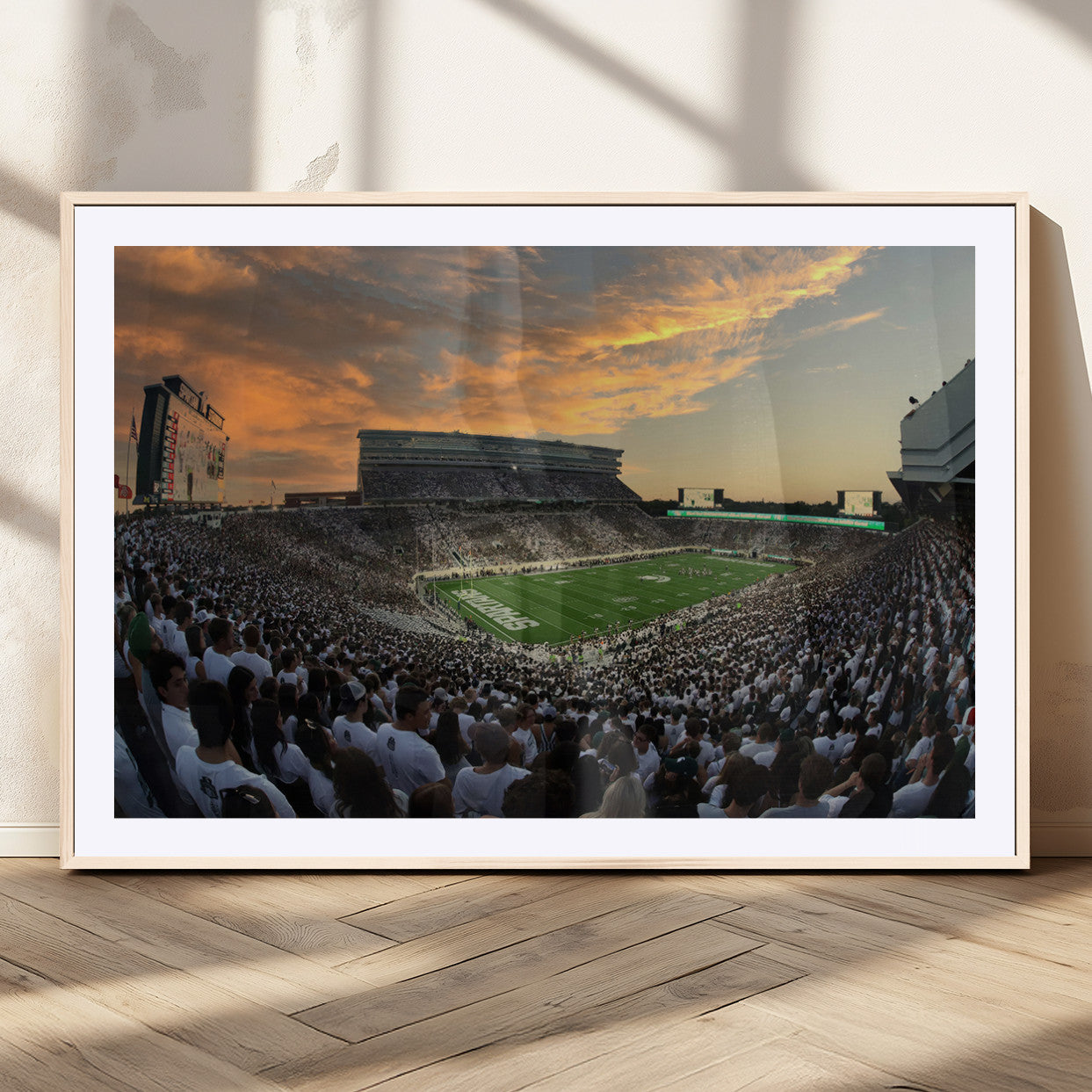 MGC-FP-36x24 - Michigan State Spartans Football Team Print - East Lansing Spartan Stadium Wall Art Canvas Print