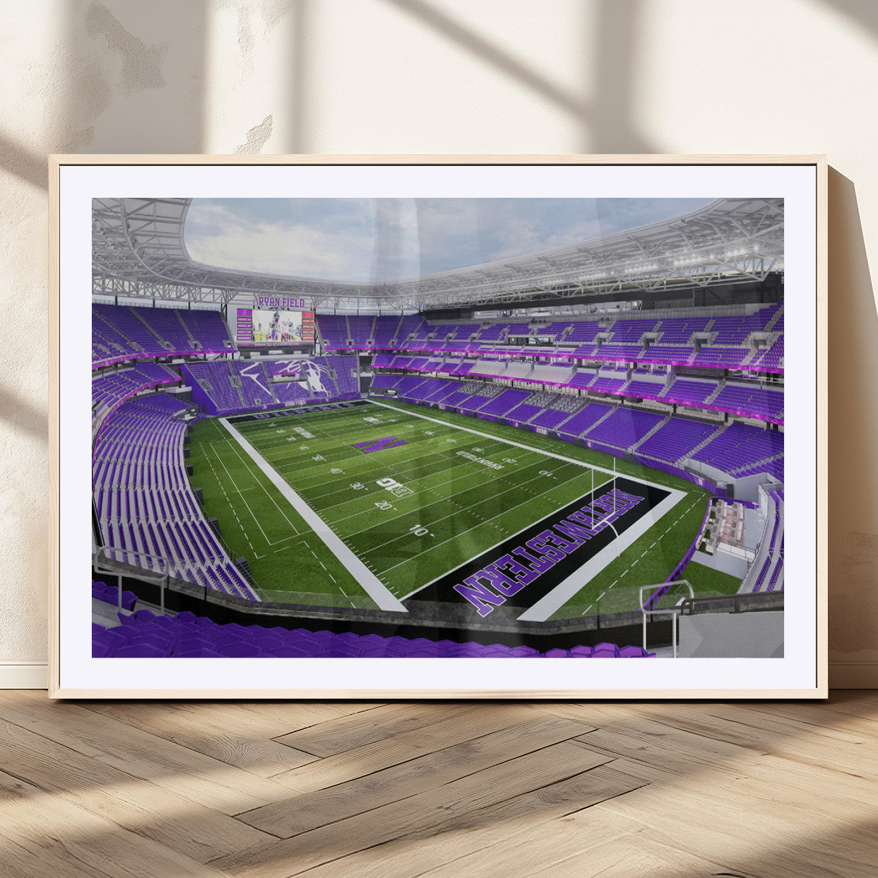 MGC-FP-36x24 - Northwestern University Wildcats Football Team Print - Evanston Ryan Field Wall Art Canvas Print