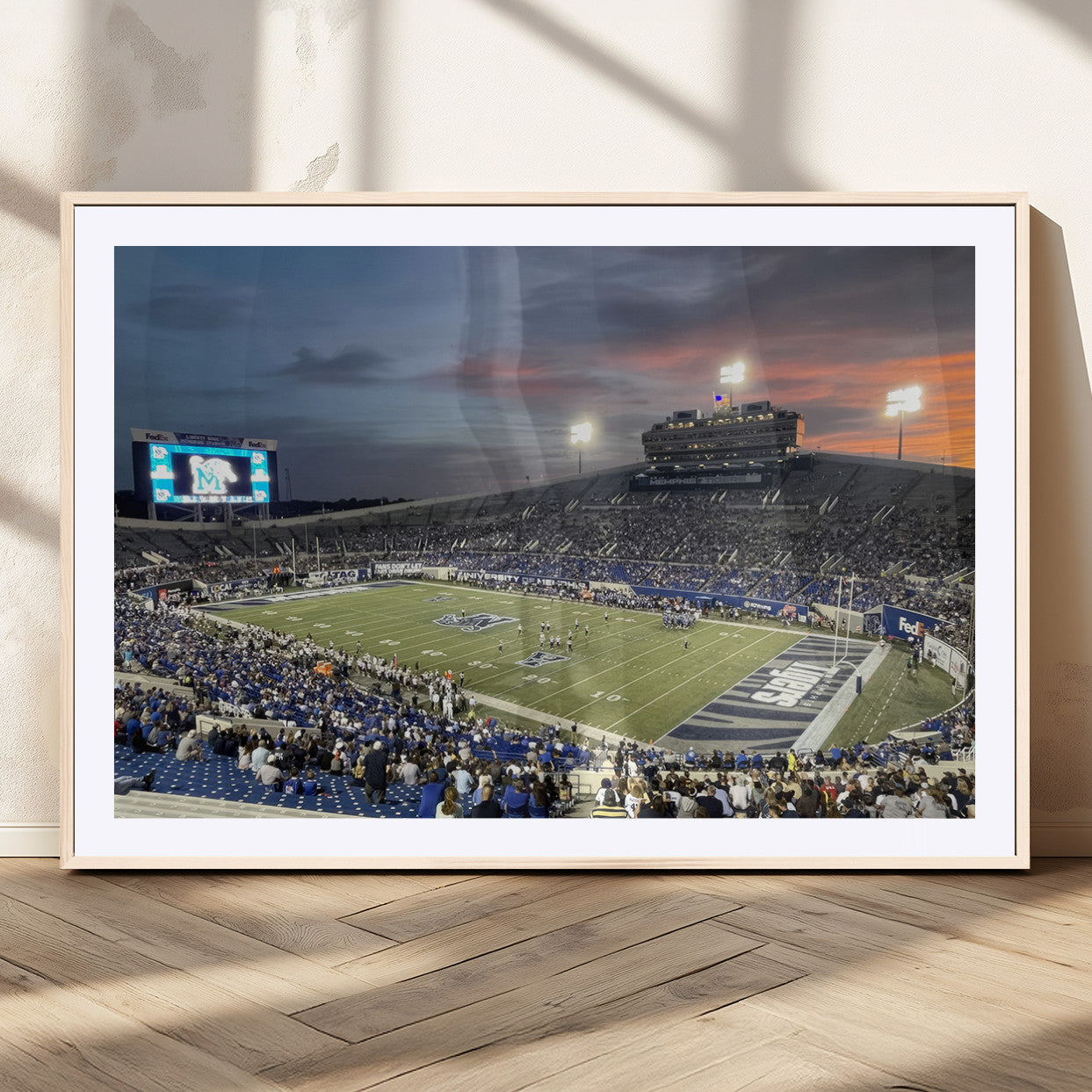 MGC-FP-36x24 - Memphis Tigers Football Team Print - Memphis Simmons Bank Liberty Stadium Wall Art Canvas Print