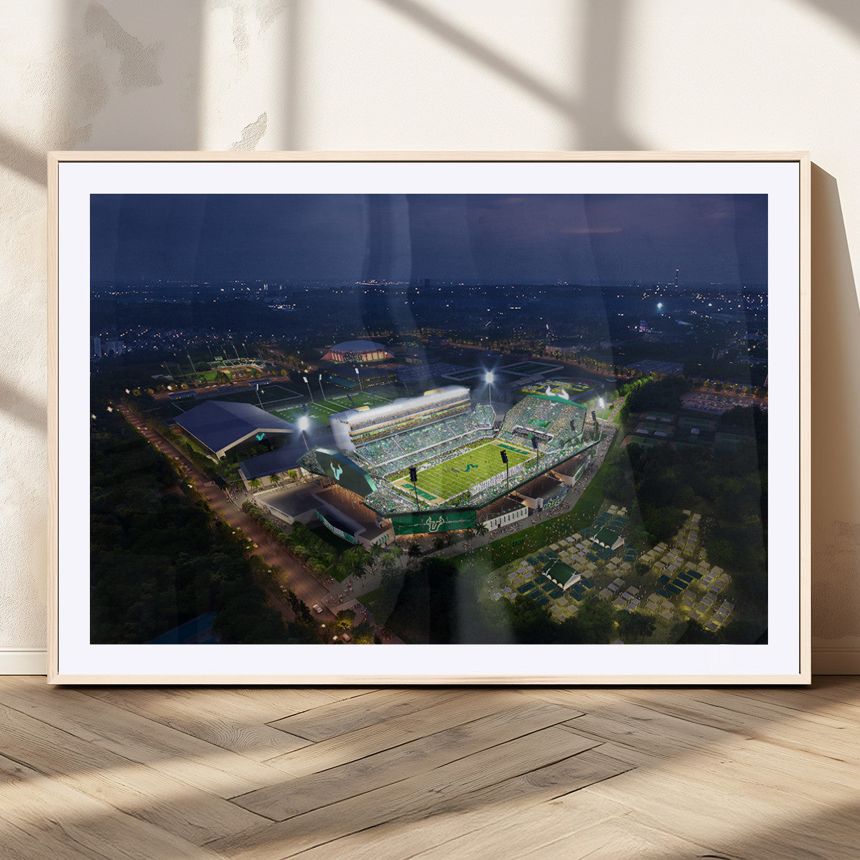 MGC-FP-36x24 - The University of South Florida Bulls Football Team Print - Tampa USF Football Stadium Wall Art Canvas Print