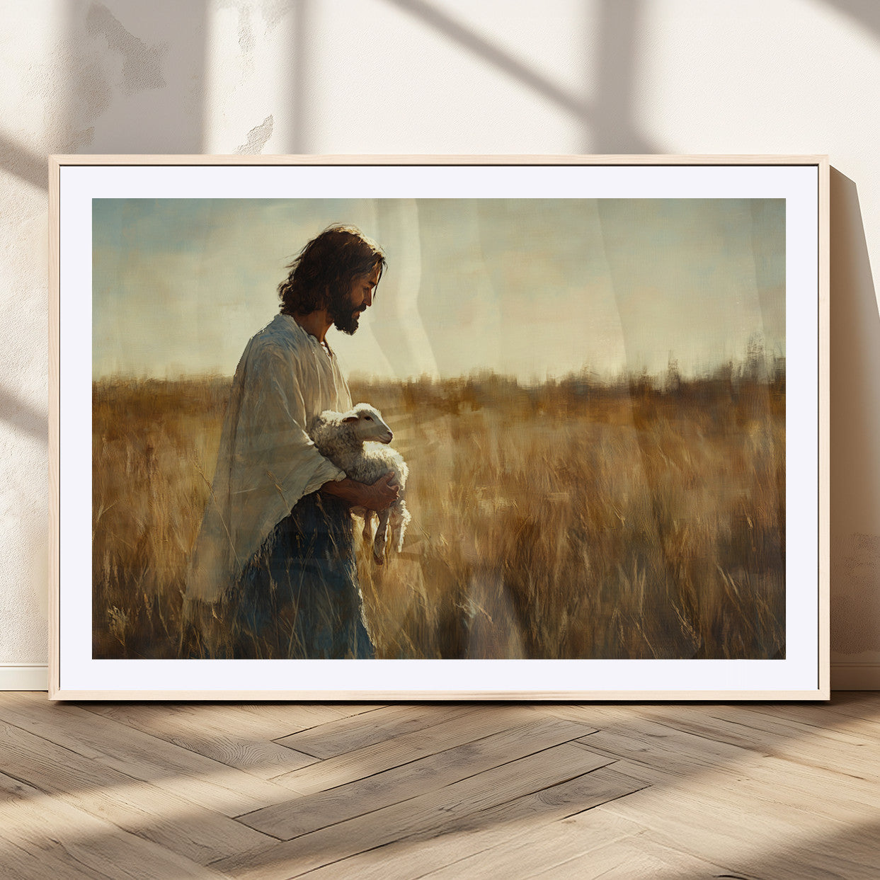 MGC-FP-36x24 - Jesus the Good Shepherd Wall Art Canvas Print - Inspirational Christian Religious Print for Prayer