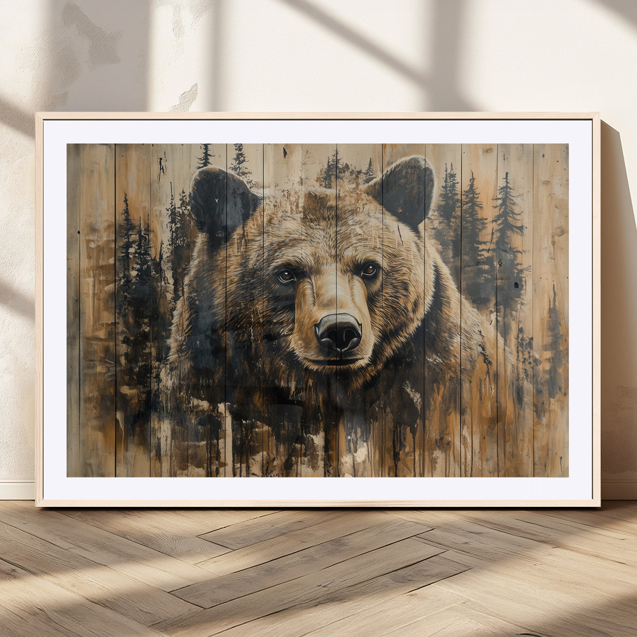 MGC-FP-36x24 - Majestic Grizzly 399 Bear Wall Art | 3-Panel Rustic Canvas Print for Living Room, Office, or Cabin