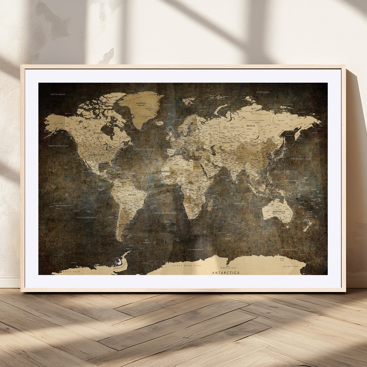 MGC-FP-36x24 - Push Pin World Map Canvas Print – Framed Wall Art for Couples to Track Their Travels – Anniversary