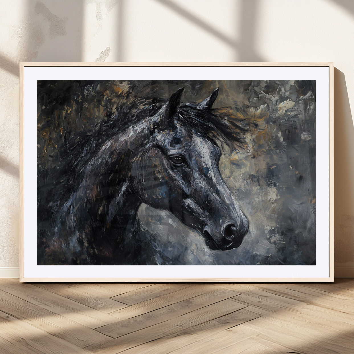 MGC-FP-36x24 - Large Abstract Horse Wall Art Canvas Print | Farmhouse Wall Decor | Rustic Horse Art | Western Cabin