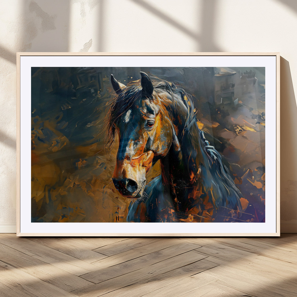 MGC-FP-36x24 - Abstract Horse Wall Art Canvas Print | Farmhouse Wall Decor | Western Cabin Art | Rustic Horse Decor